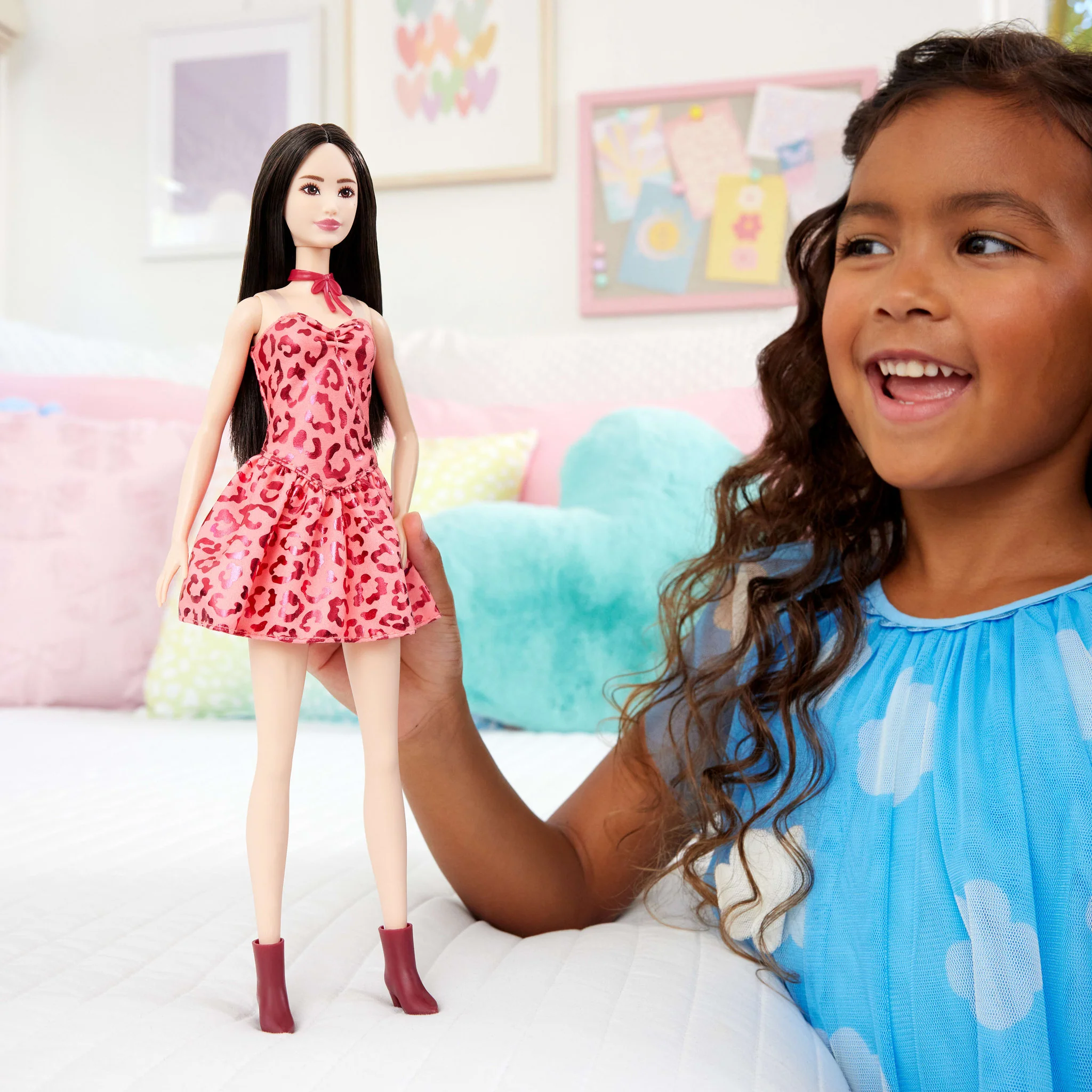 Barbie Fashionista Doll - 246 Pink Metallic Leopard Print Dress - Image 3
