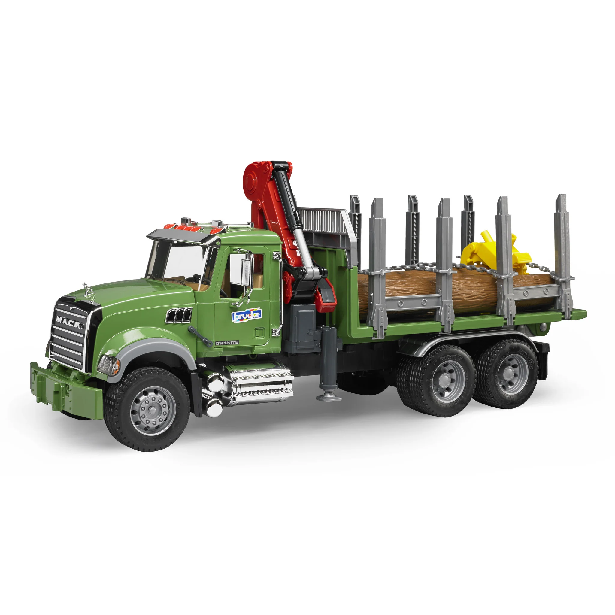 Bruder Mack Granite Timber Logging Truck With Loading Crane - Image 2