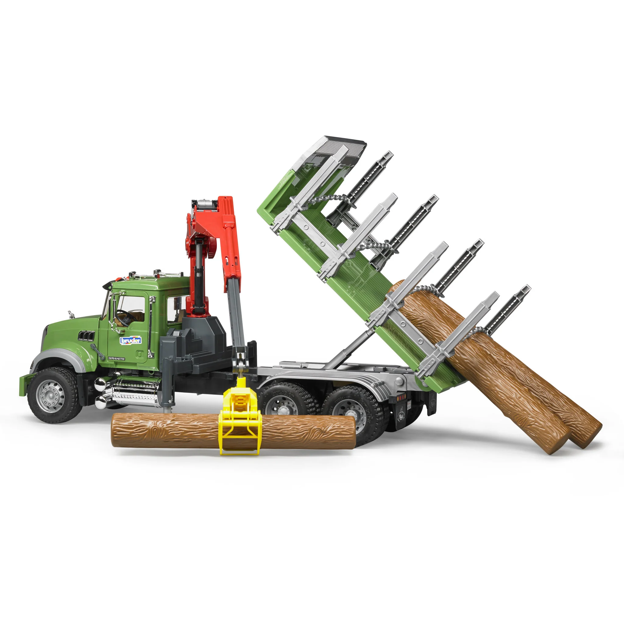 Bruder Mack Granite Timber Logging Truck With Loading Crane - Image 3