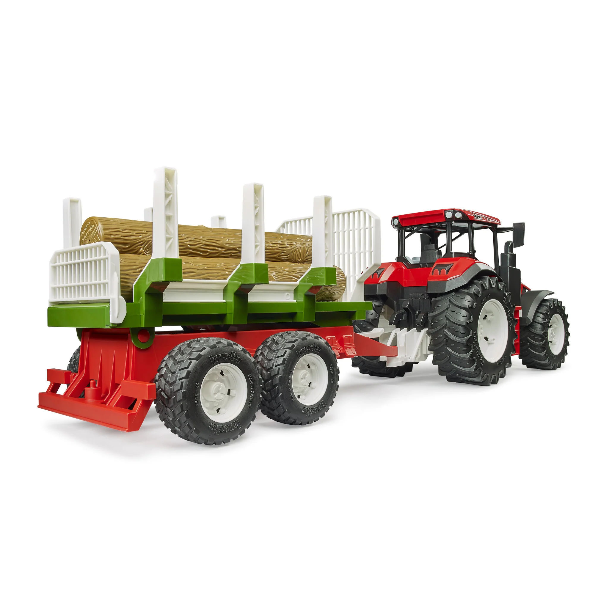 Bruder Tractor with Forestry Trailer & 3 Logs - Image 3