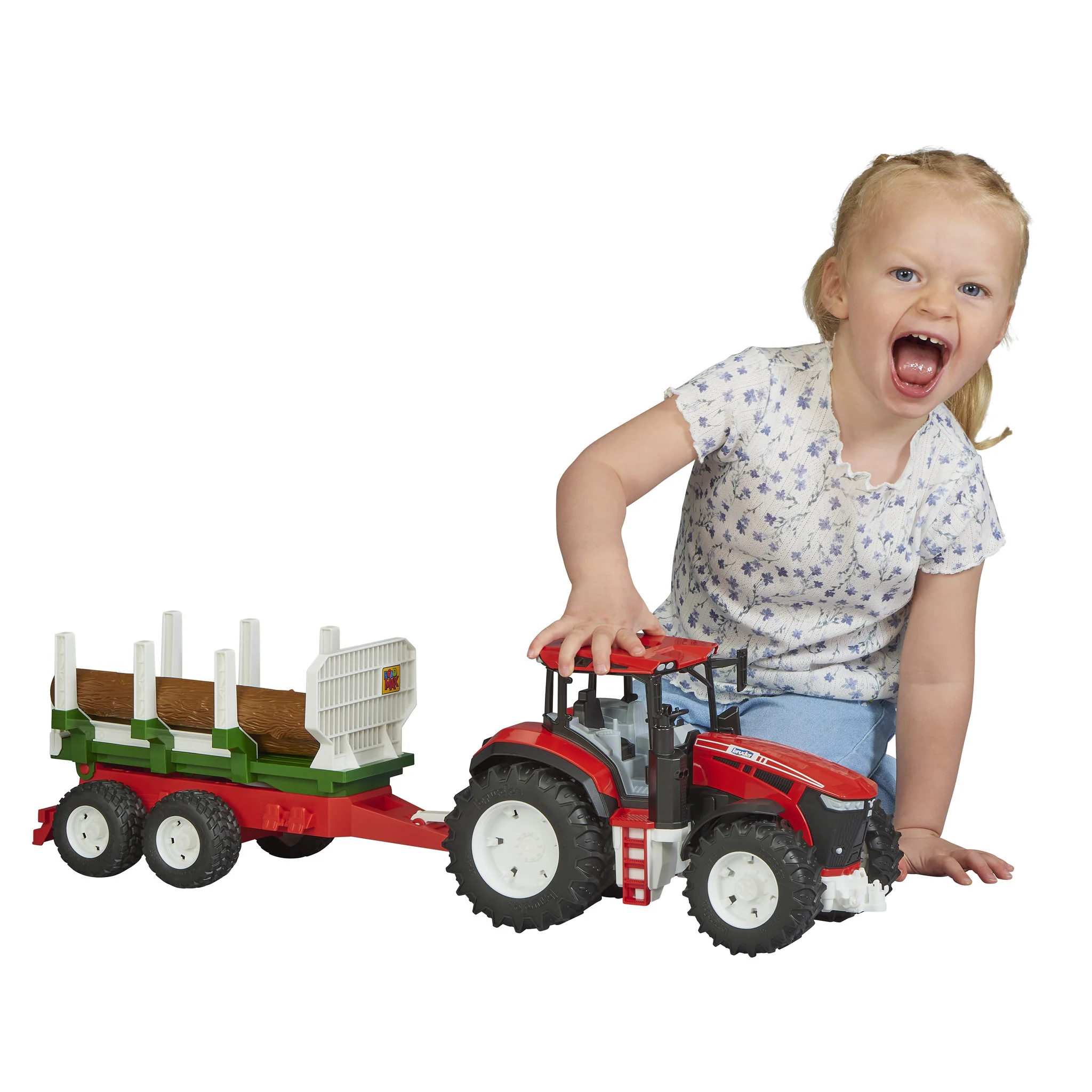Bruder Tractor with Forestry Trailer & 3 Logs - Image 5