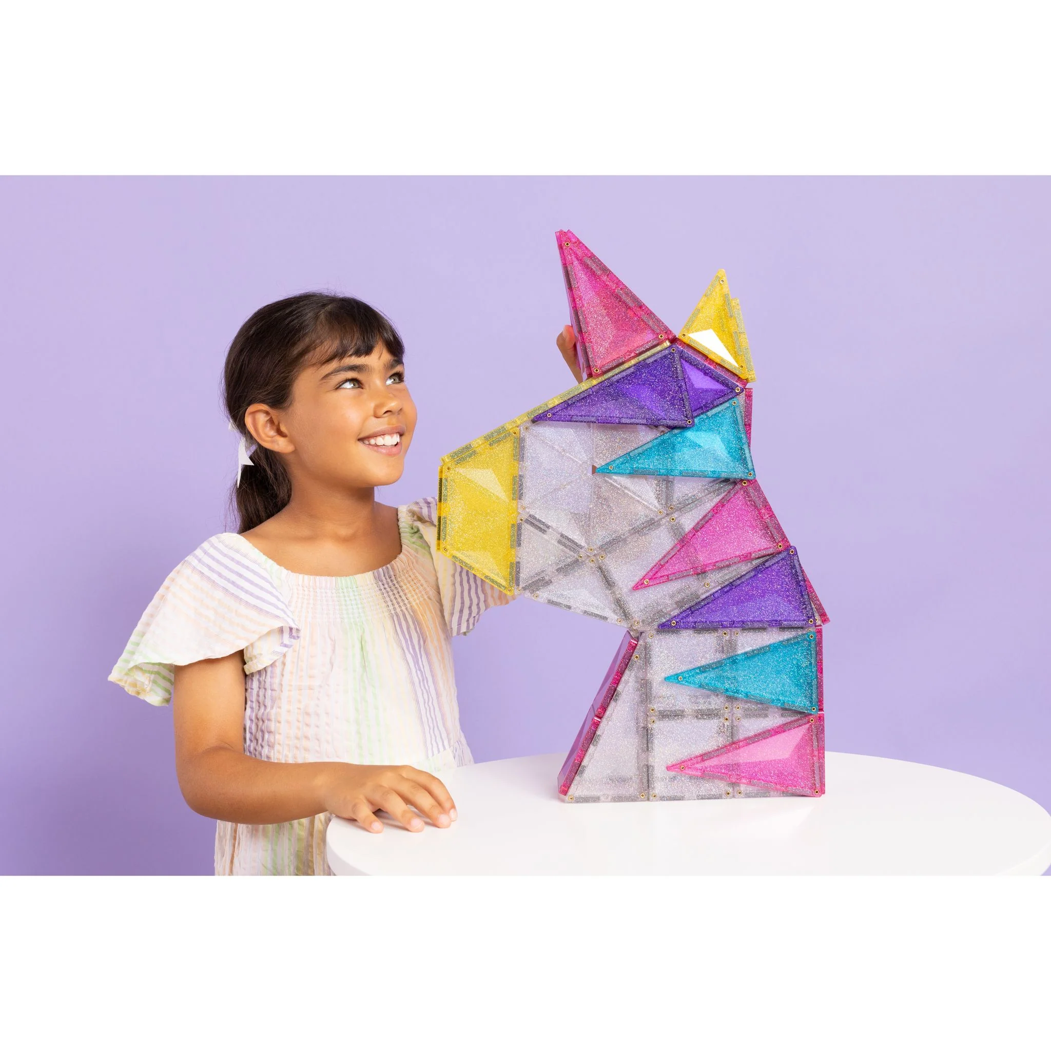 CONNETIX Magnetic Tiles 56 Piece - Glitter Unicorn Pack - Image 4