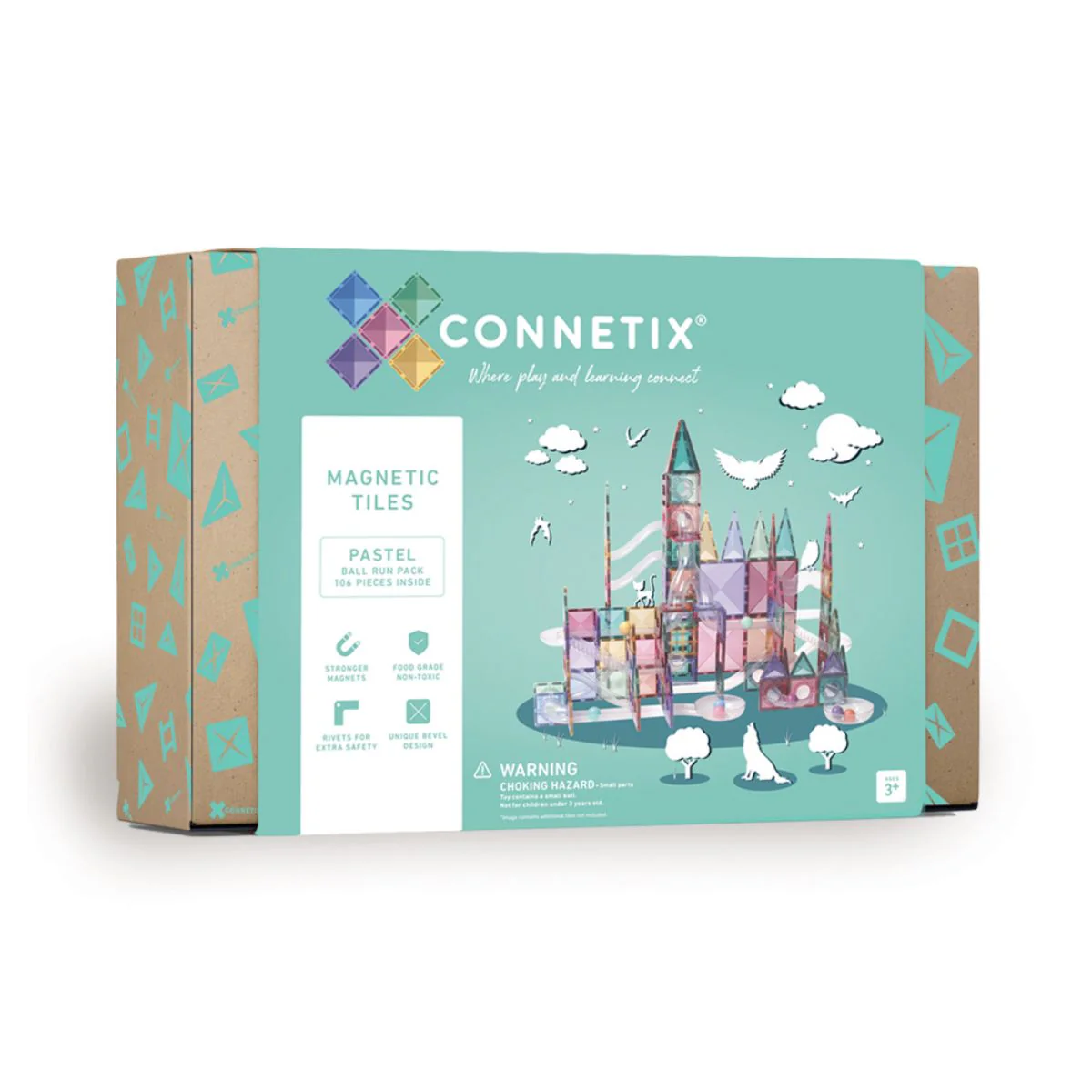 CONNETIX Magnetic Tiles 106 Piece - Pastel Ball Run
