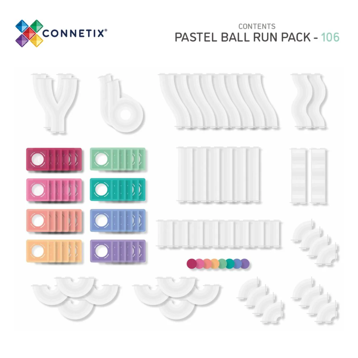 CONNETIX Magnetic Tiles 106 Piece - Pastel Ball Run - Image 9