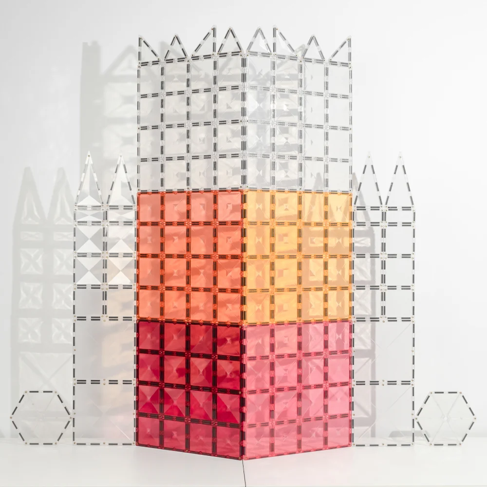 CONNETIX Magnetic Tiles 2 Piece - Pastel Base Plate Pack Lemon & Peach - Image 4