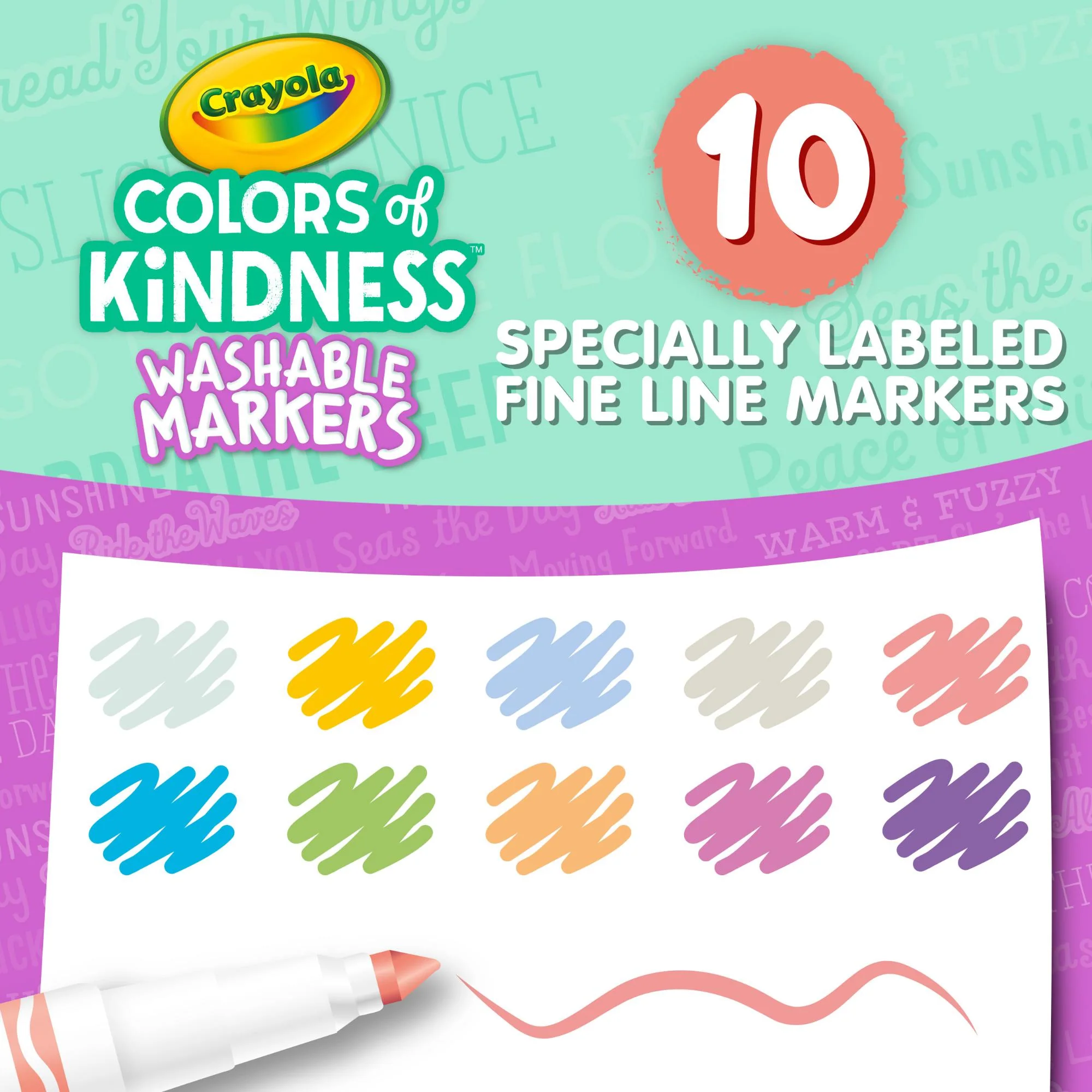 Crayola Colours Of Kindness Fineline Washable Markers 10 Pack - Image 6
