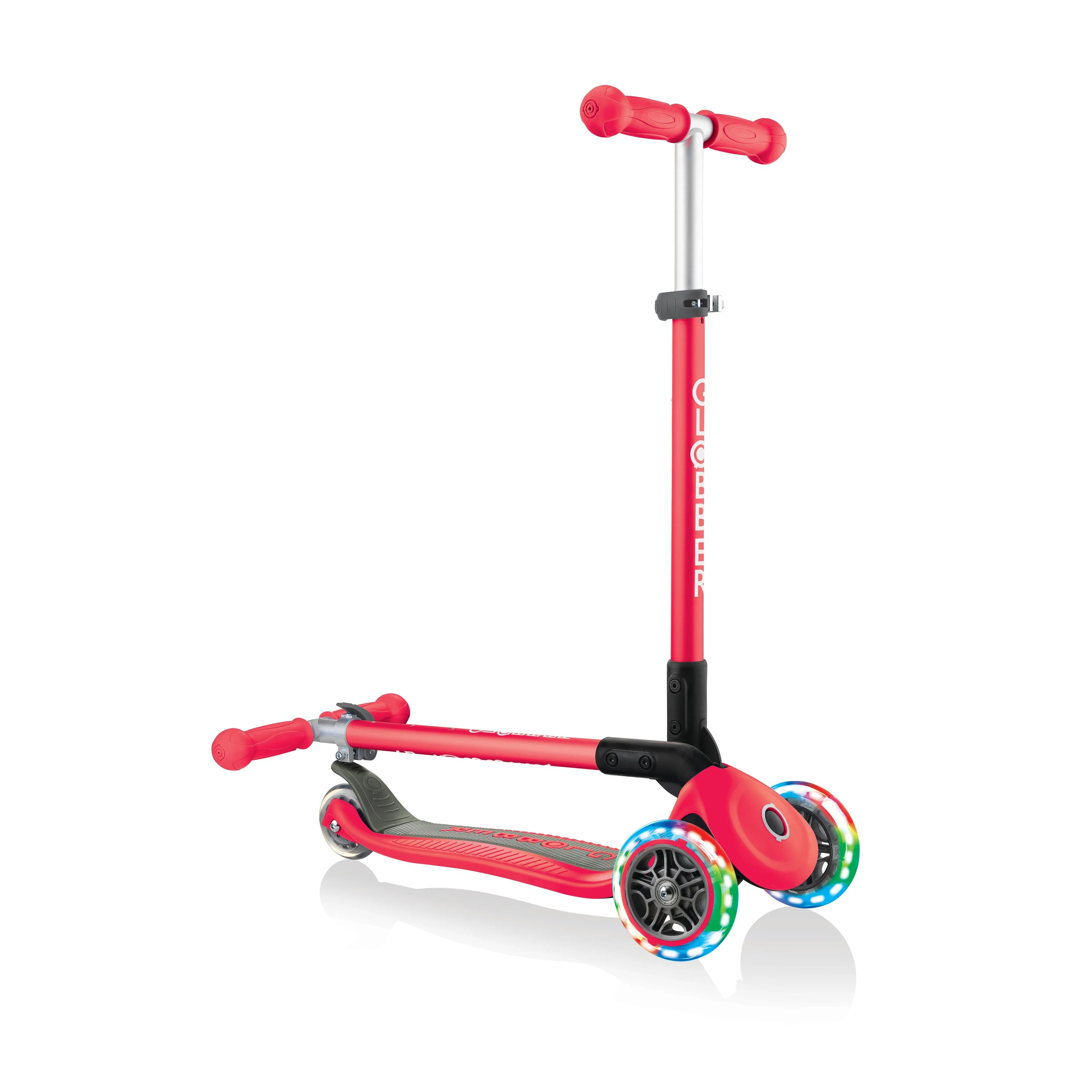 Globber Primo Foldable With Lights Scooter - Red - Image 3