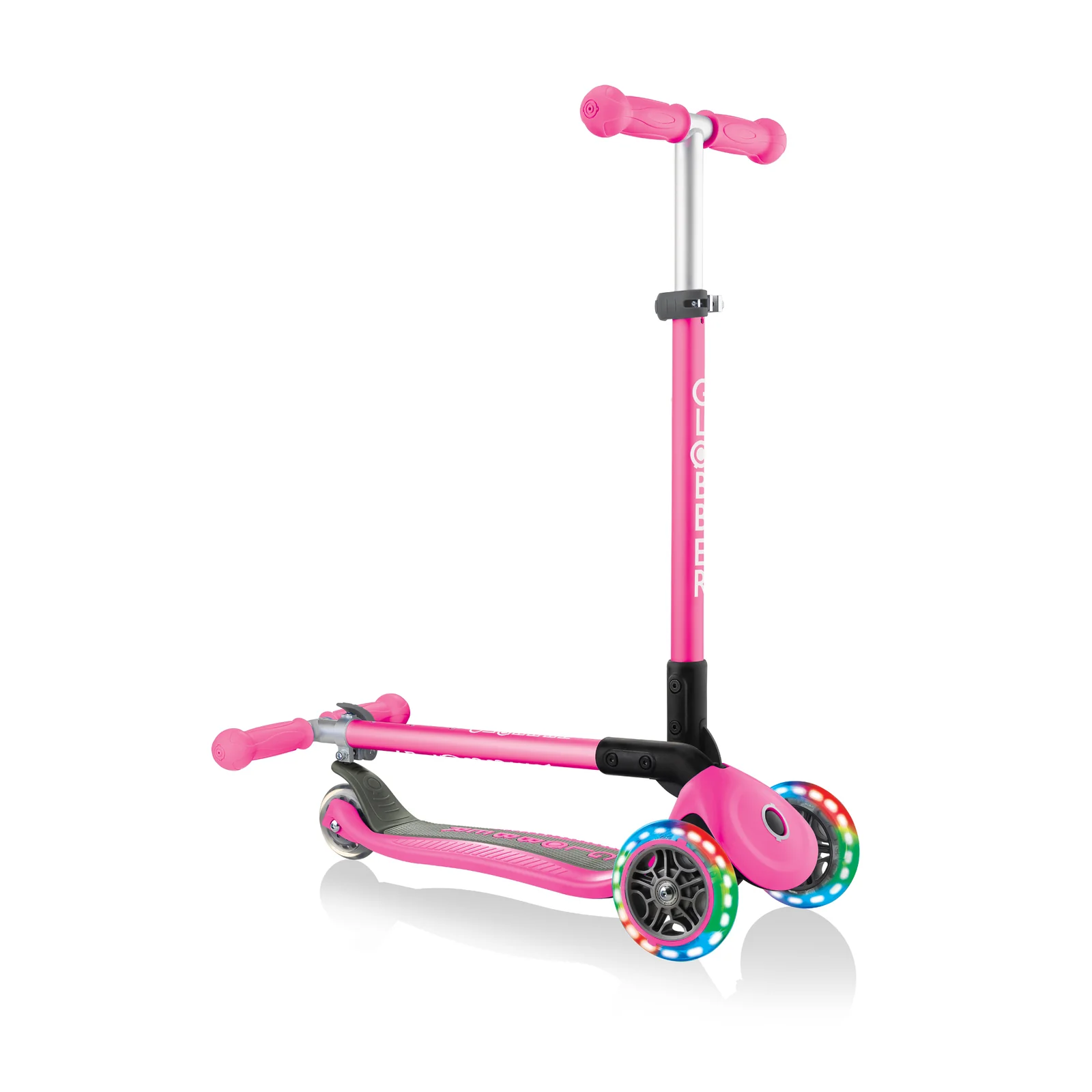 Globber Primo Foldable With Lights Scooter - Deep Pink - Image 5