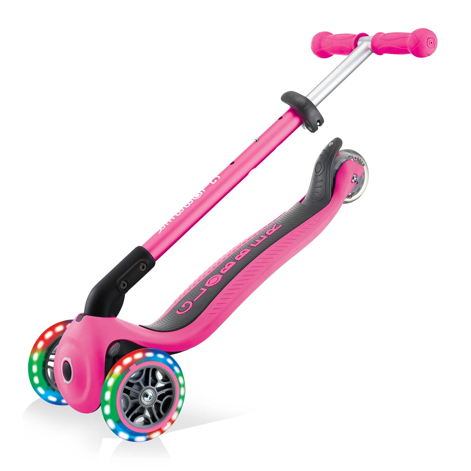 Globber Primo Foldable With Lights Scooter - Deep Pink - Image 8