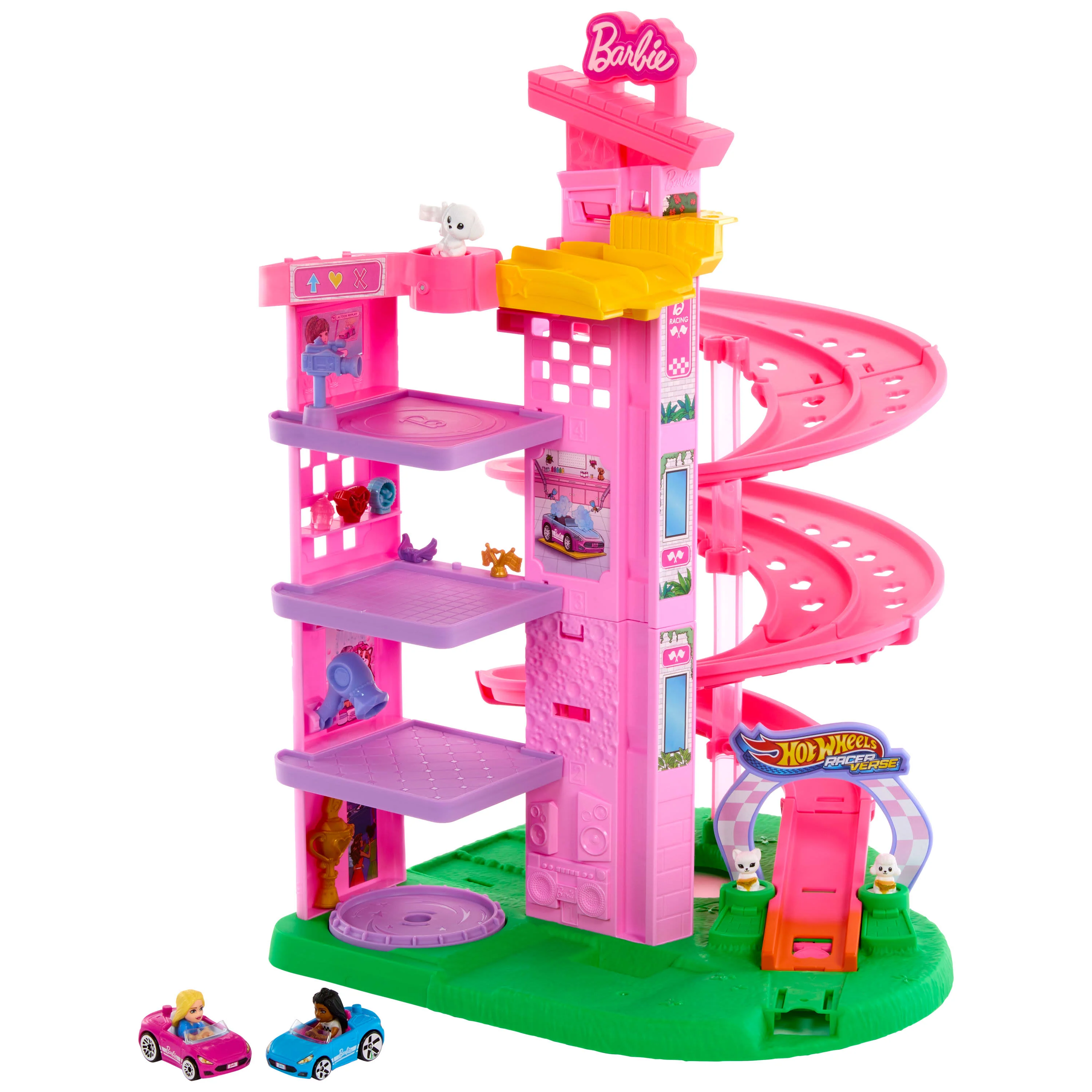 Hot Wheels RacerVerse Barbie Spiral Race Track Set - Image 3