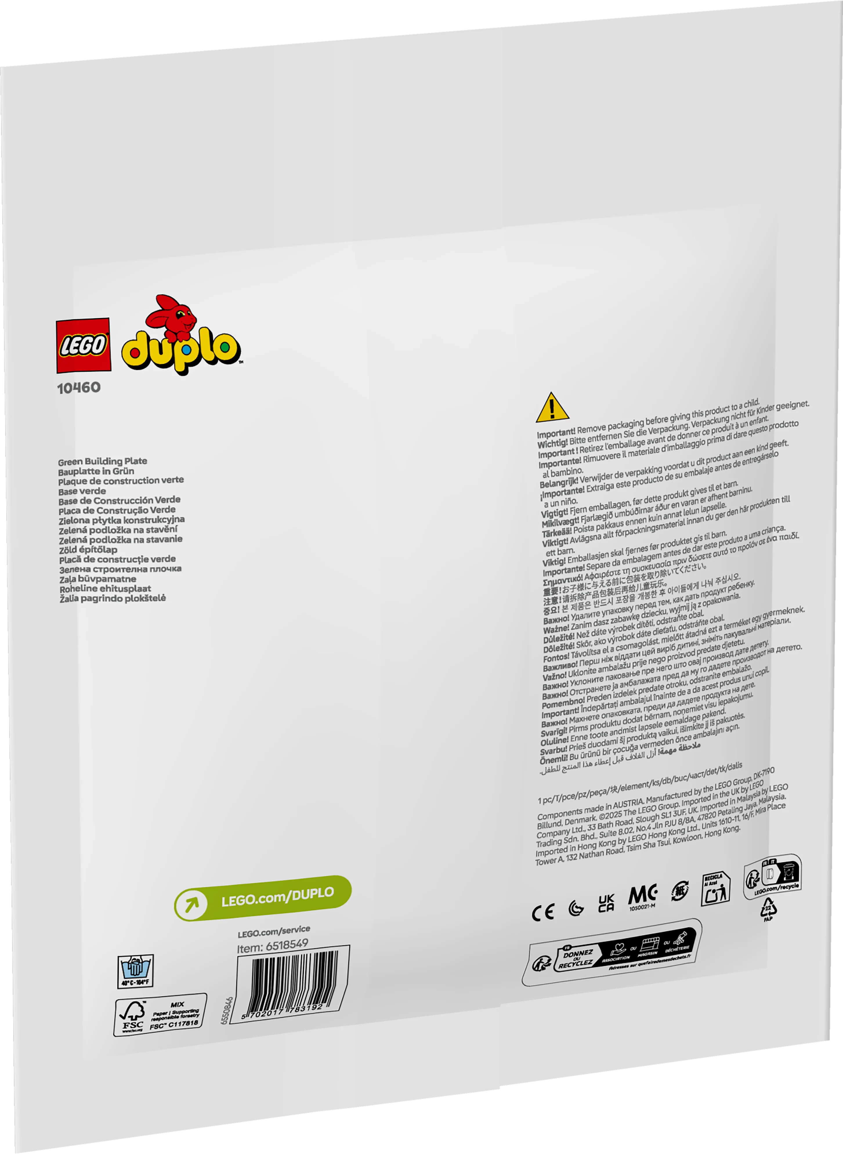 LEGO 10460 DUPLO Green Building Plate - Image 9