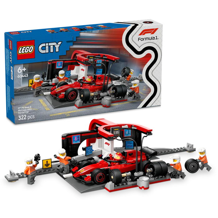 LEGO 60443 City F1 Pit Stop & Pit Crew with Ferrari Car