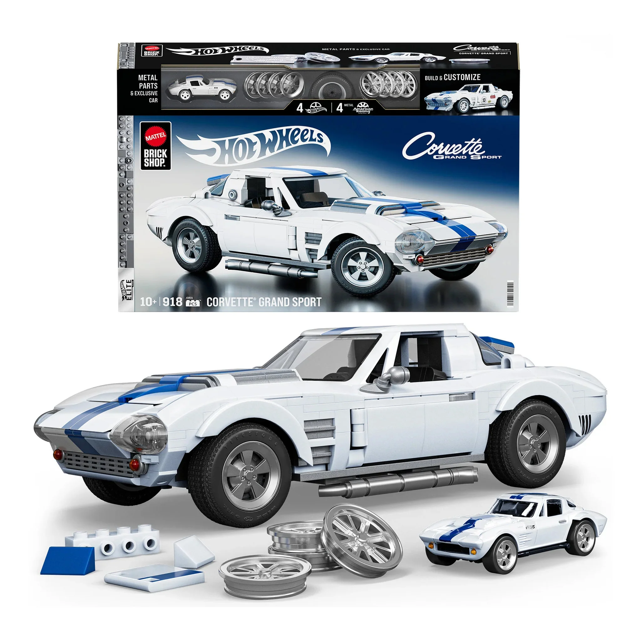 Mattel Brick Shop Hot Wheels Elite 1963 Corvette Building Set
