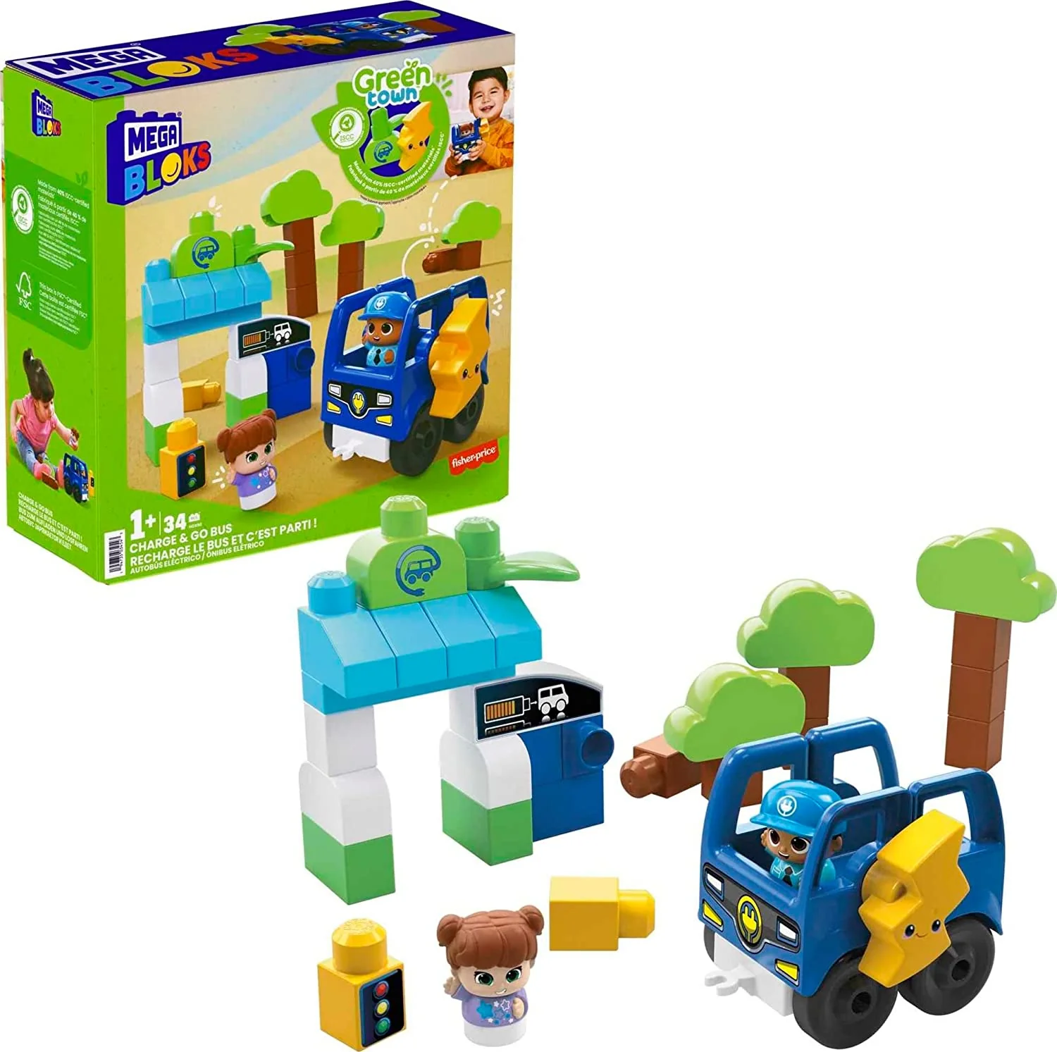 MEGA Bloks Green Town Charge And Go Bus