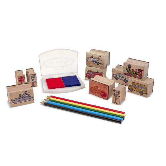 Melissa & Doug Wooden Stamp Set Vehicles - Image 3