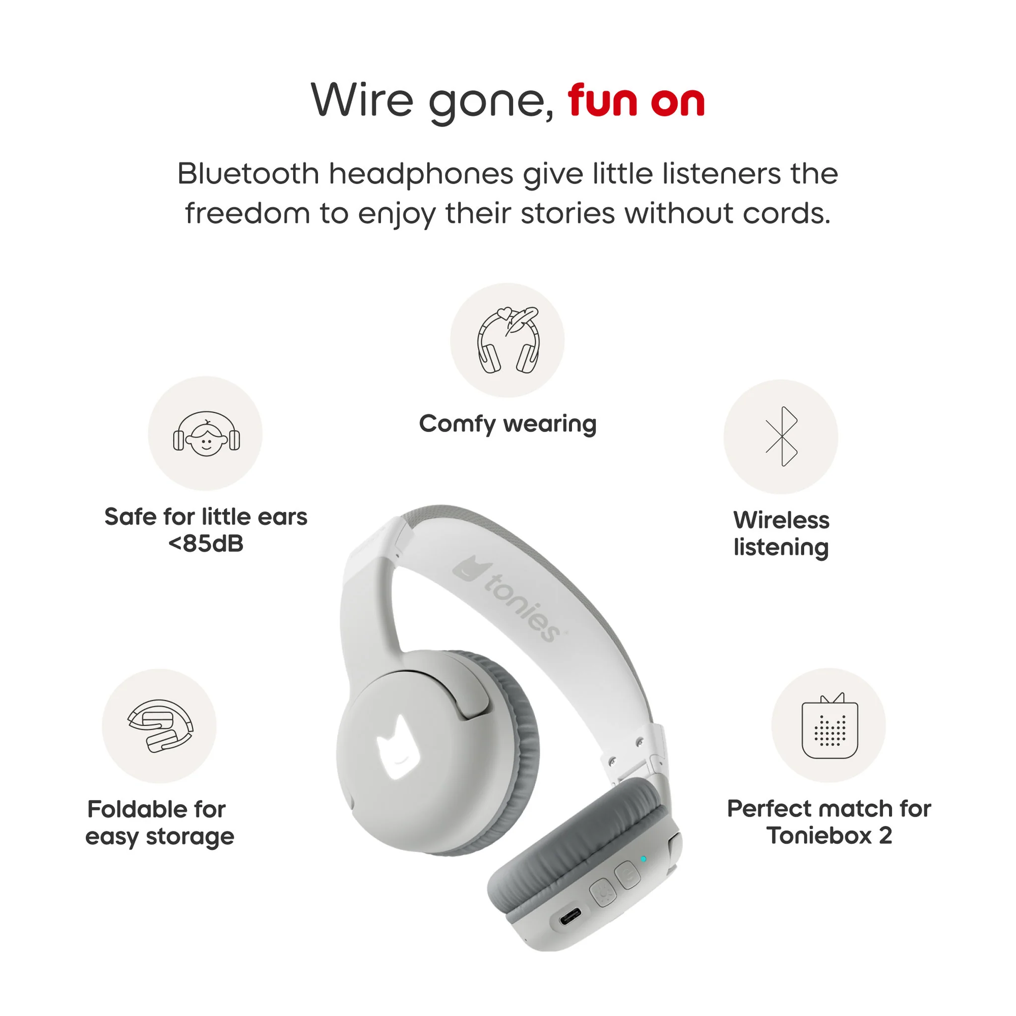Tonies Foldable Headphones Moon Grey - Image 3