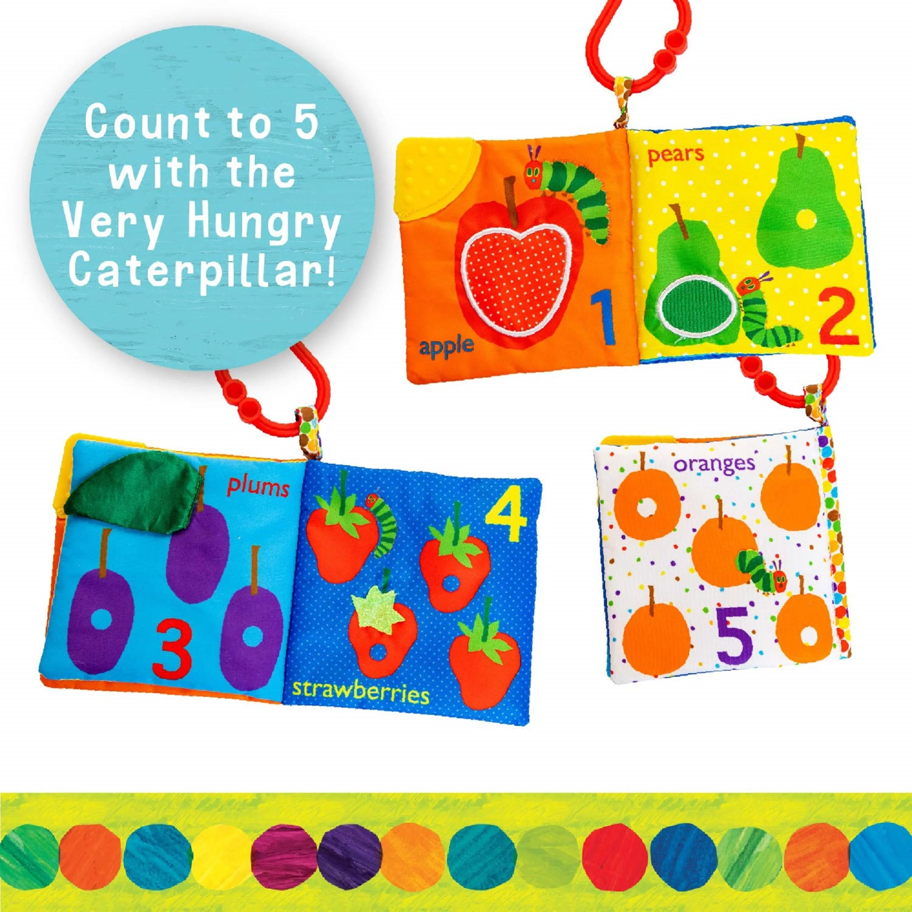 Very Hungry Caterpillar Let's Count Soft Teether Book With Clip - Image 6