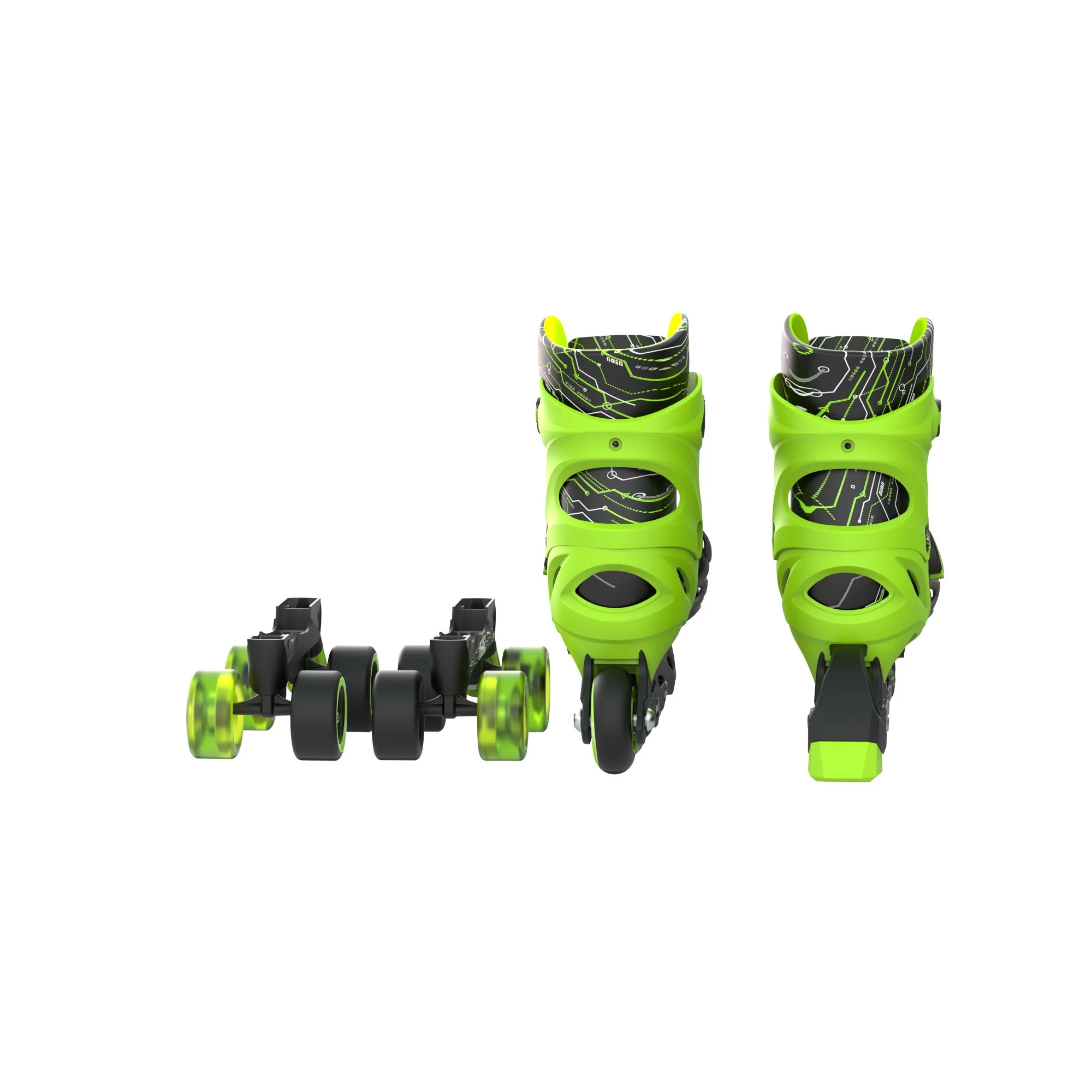 Yvolution Neon 2In1 Combo Skates Black Green Size 12-2 - Image 4