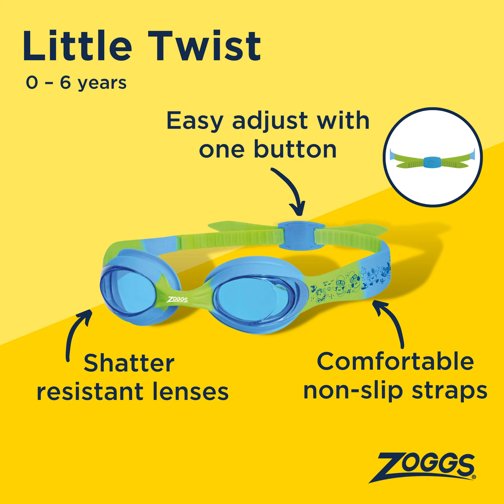 Zoggs Little Twist Blue/Green/Tint Blue Goggles - Image 7