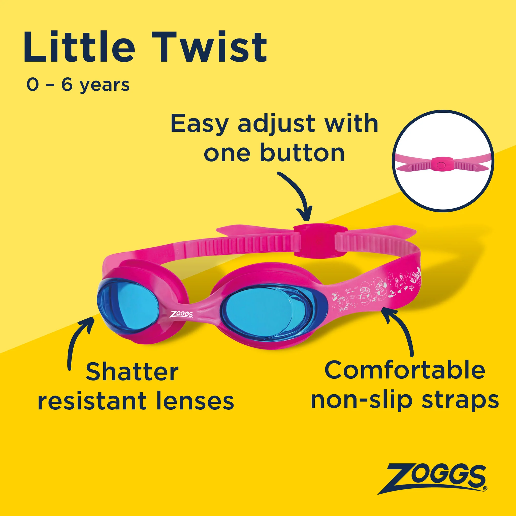 Zoggs Little Twist Pink/Pink/Tint Blue Goggles - Image 4
